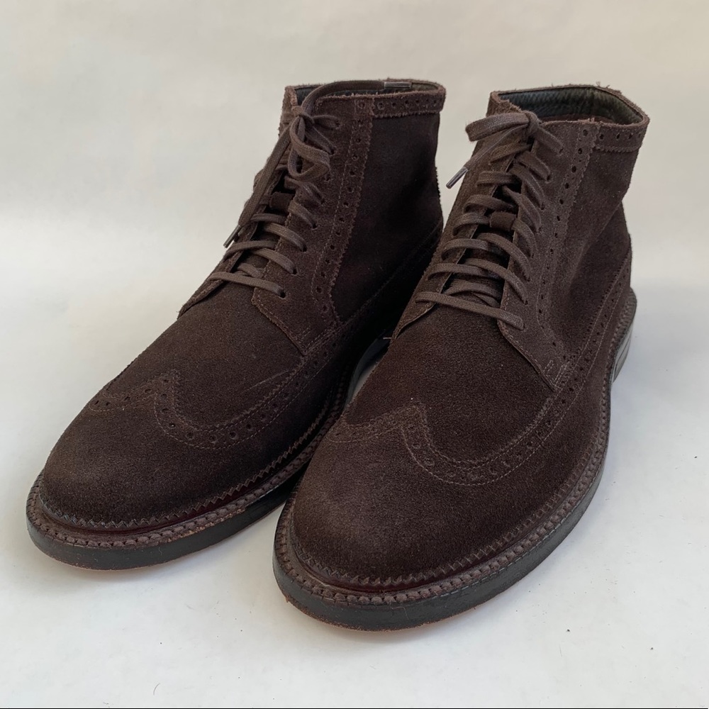 Cole Haan Men’s Wingtip Brown Suede Brogue Boots